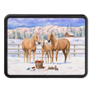 Palomino Quarter Horses In Winter Snow Hitch Cover
