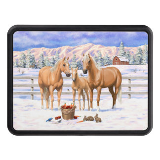 Palomino Quarter Horses In Winter Snow Hitch Cover