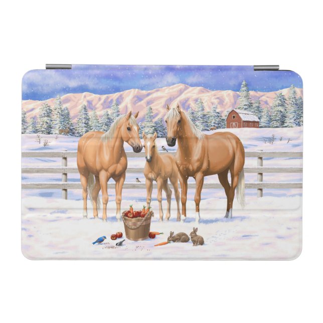 Palomino Quarter Horses In Winter Snow iPad Mini Cover (Horizontal)