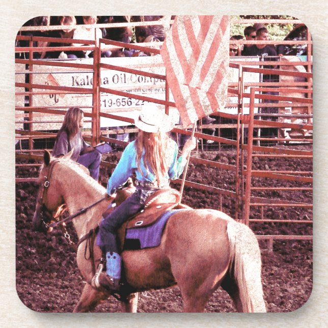 Palomino Rodeo American Flag Horse Beverage Coaster (Front)