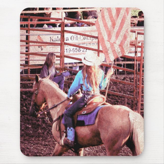 Palomino Rodeo American Flag Horse Mouse Pad (Front)