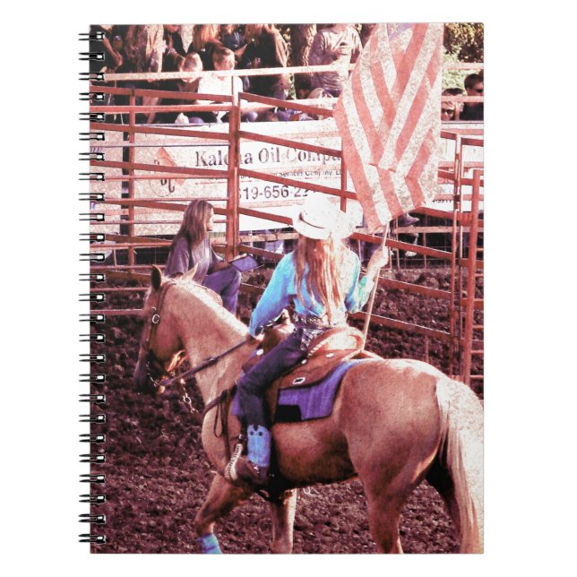 Palomino Rodeo American Flag Horse Notebook (Front)