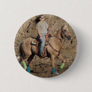 Palomino Rodeo Horse Warmup Grunge Pinback Button