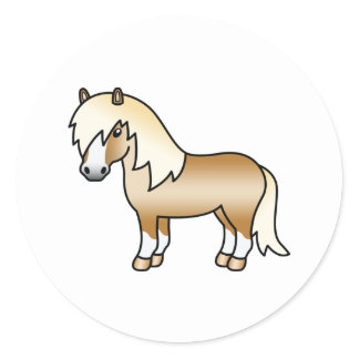 Palomino Shetland Pony Cute Cartoon Illustration Classic Round Sticker