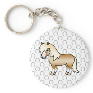 Palomino Shetland Pony Cute Cartoon Illustration Keychain