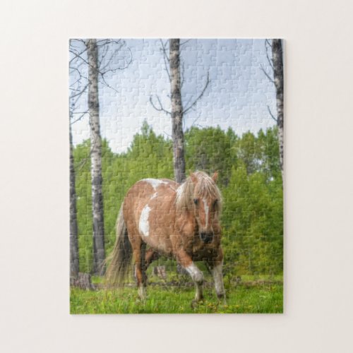 Palomino Stallion Horse and Trees Equine Photo Jigsaw Puzzle