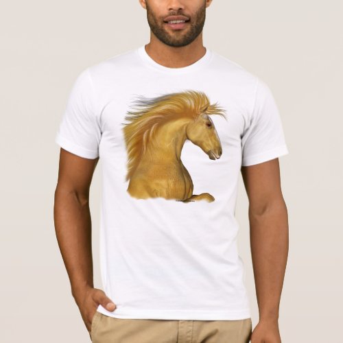 Palomino Stallion Horse in Profile T_Shirt