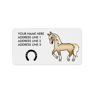 Palomino Trotting Cartoon Horse Label