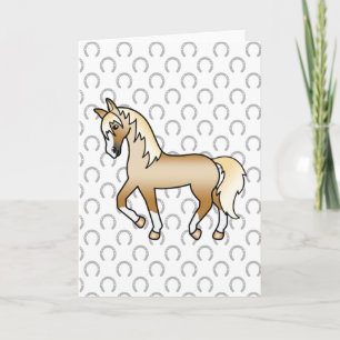 Palomino Trotting Horse Cute Cartoon Illustration Card