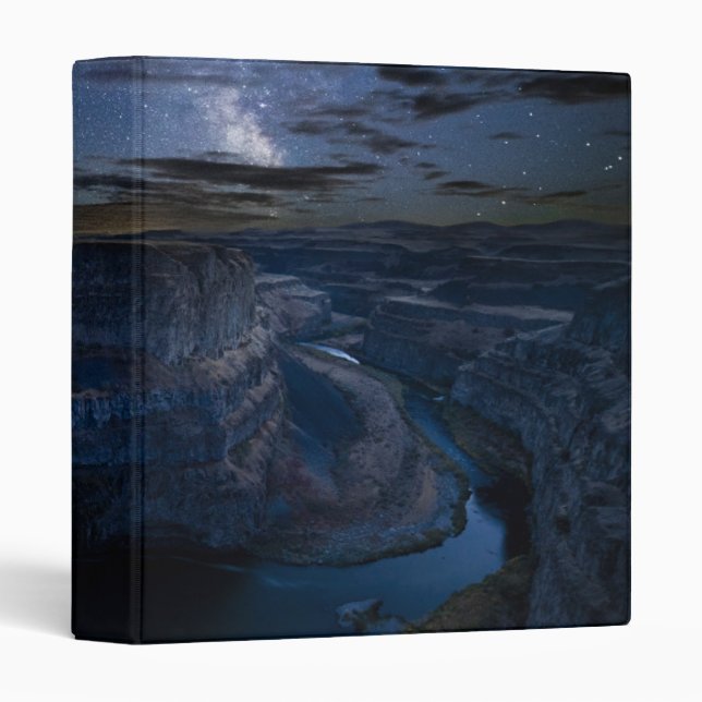 Palouse Falls Park & Milky Way | Washington State 3 Ring Binder (Front/Spine)