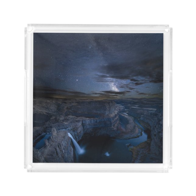 Palouse Falls Park & Milky Way | Washington State Acrylic Tray (Front)
