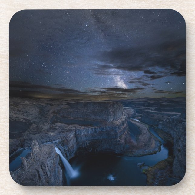 Palouse Falls Park & Milky Way | Washington State Beverage Coaster (Front)