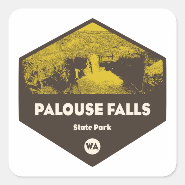 Palouse Falls State Park Washington Square Sticker (Front)