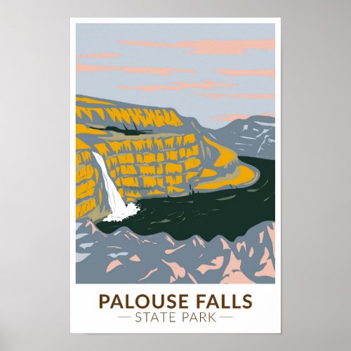 Palouse Falls State Park Washington Vintage Poster