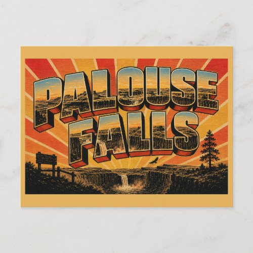 Palouse Falls WA Waterfall Basalt Gorge Art Postcard