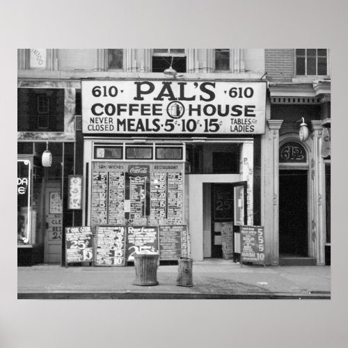 Pals Coffee House 1939 Vintage Photo Poster