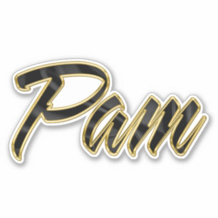 Pam black gold lettering sticker