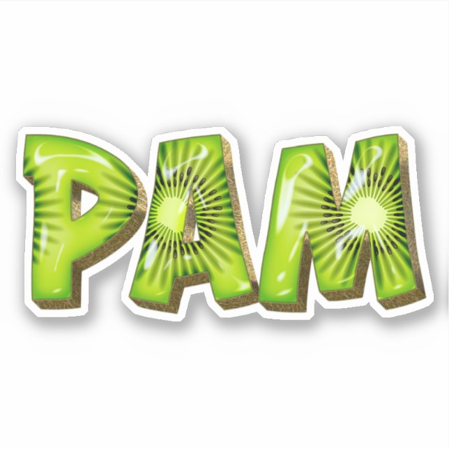 Pam Name Kiwi Design Decal Sticker (Front)