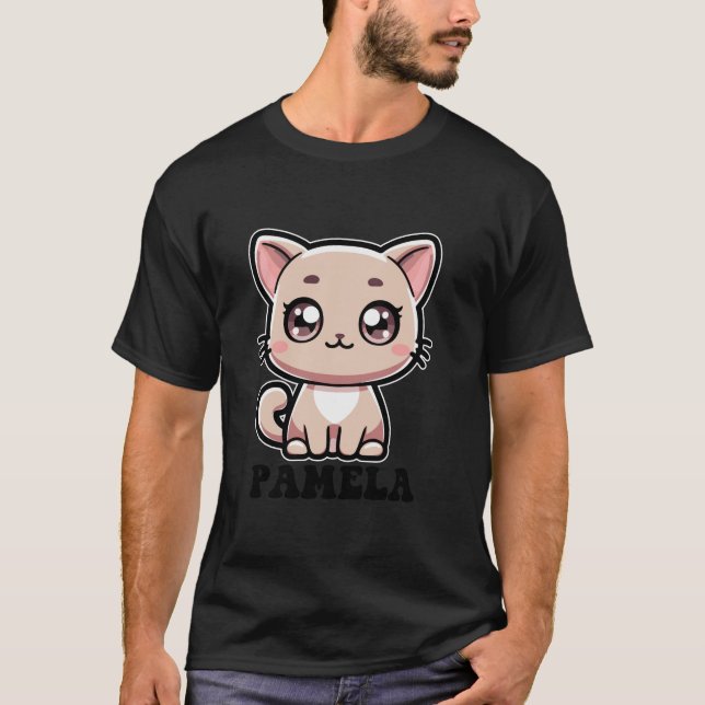 Pamela Cute Kitty Cat Design for Girls Name Pamela T-Shirt (Front)