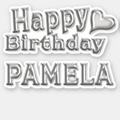Pamela Happy Birthday silver sticker sticker