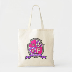 Pamela kids knight shield lion P name library bag