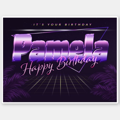 Pamela Name First name lila retro Sticker Birthday