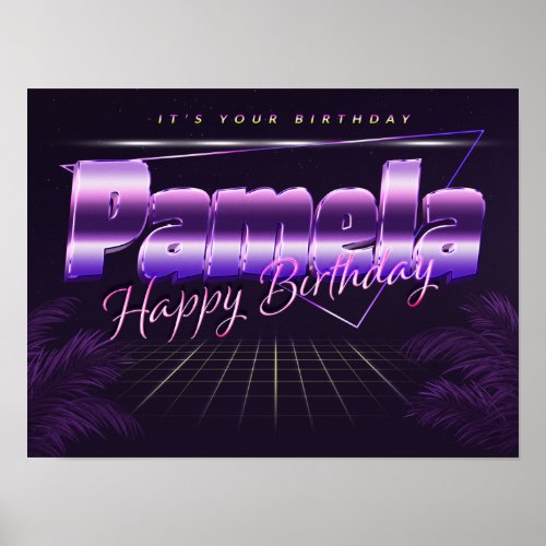 Pamela Name Vorname lila retro Poster Geburtstag