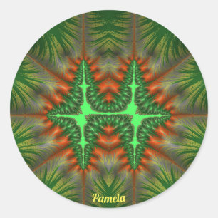 PAMELA PRETTY 3D! Red and Green ~ Classic Round Sticker