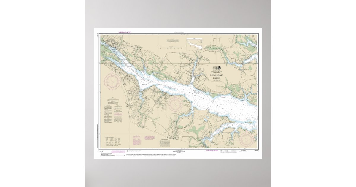 Pamlico River Nautical Chart 11554 Zazzle