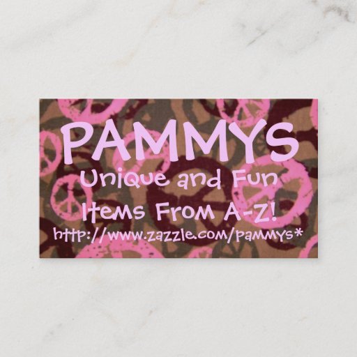 Customizable PAMMYS, http://www.zazzle.com/pammys*... Business Card Template
