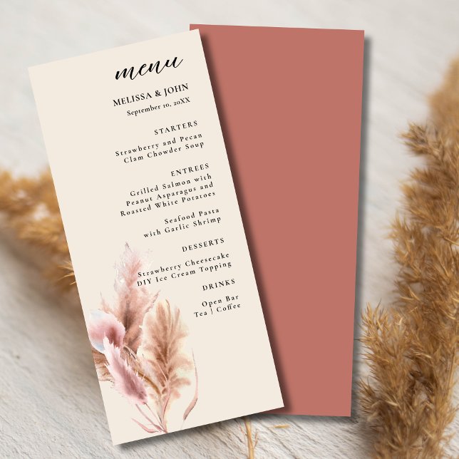 Pampa Grass Boho Wedding Menu (Creator Uploaded)