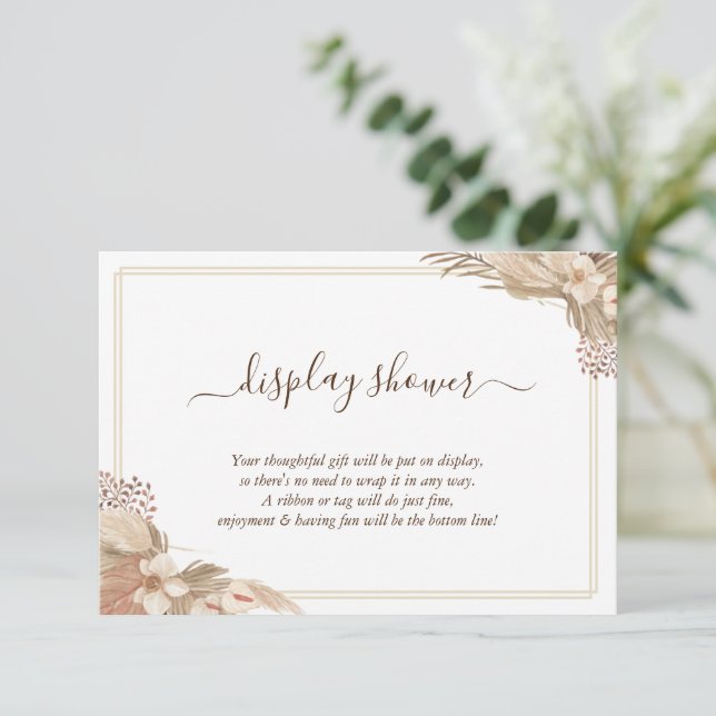 Pampa Grass Display Bridal Wedding Shower Enclosur Enclosure Card (Standing Front)