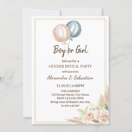 Pampa Grass Gender Reveal Invitation