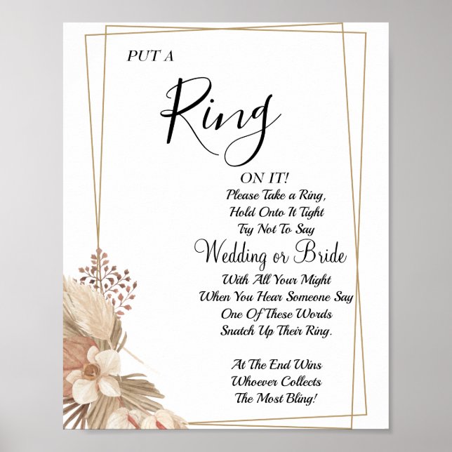 Pampa Grass Put a Ring bridal shower game sign (Front)