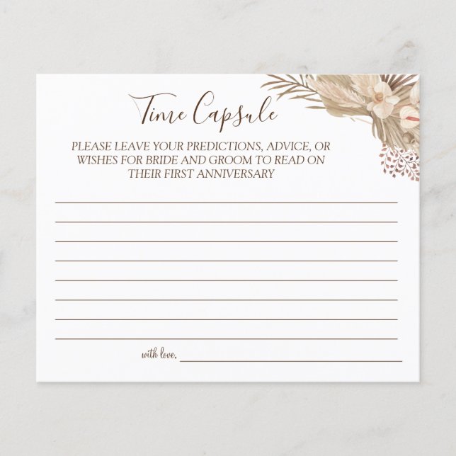 Pampa Grass Time Capsule wedding anniversary card Flyer (Front)