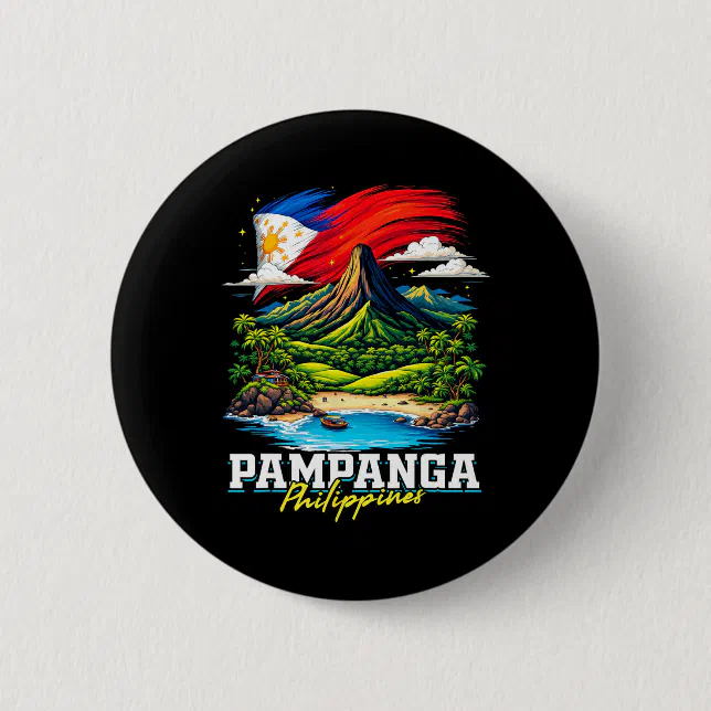 Pampanga Philippines Souvenir Filipino Flag Button | Zazzle