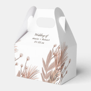 Pampas and Cotton Plants Botanical Wedding Favor Boxes
