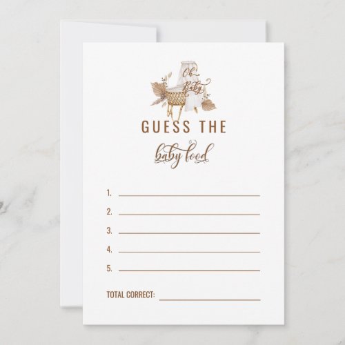 Pampas Baby Shower Guess the Baby Food Answer II I Invitation