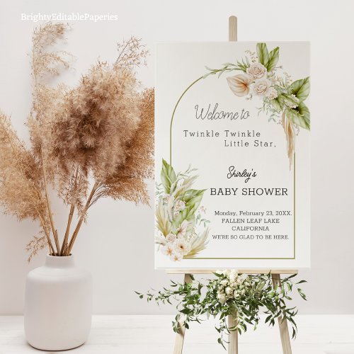 Pampas Baby Shower Welcome Sign