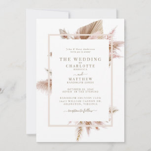 Pampas Beige Bride Parents Wedding Invitation