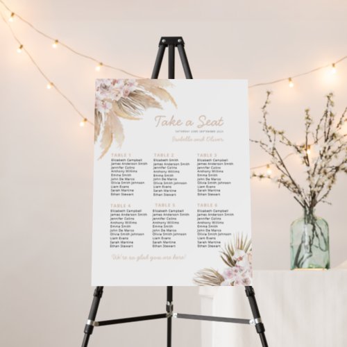  Pampas Beige Seating Chart Foam Boards