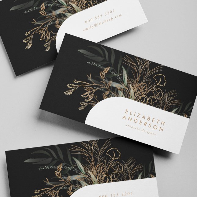 Pampas Black Onyx Boho Arch Eucalyptus Corporate Business Card (Creator Uploaded)