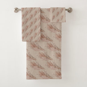 Pampas Bohemian Earthy Tone Brown Bath Towel Set