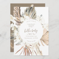 Pampas Boho Beach Hello Baby Shower Invitation