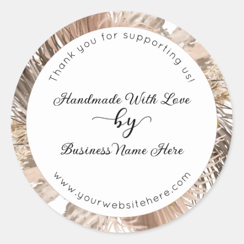 Pampas Boho Thank You Handmade With Love Business Classic Round Sticker