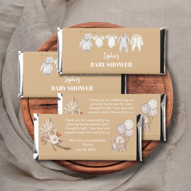 Pampas Boho We Can Bearly Wait Baby Shower Hershey Bar Favors (Creator Uploaded)