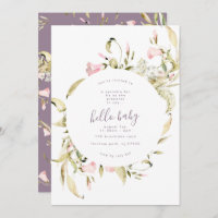 Pampas Boho Wildflower Garden Hello Baby Shower Invitation