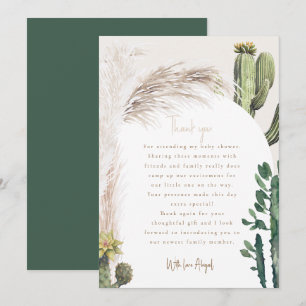 Pampas Cactus Baby Shower Thank You Card