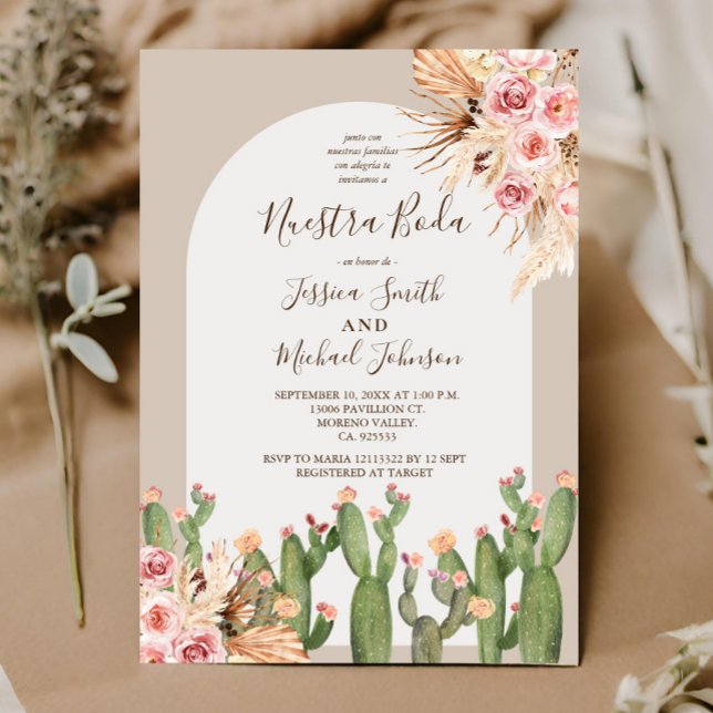 Pampas Cactus Desert Wedding Invitation (Creator Uploaded)