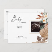 Pampas Covered Ultrasound Baby Shower  Invitation Postcard (Front/Back)
